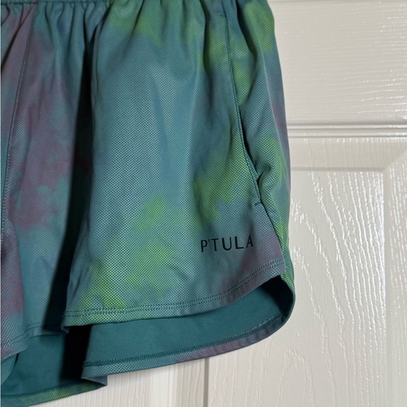 P'tula Women's Green and Purple Athletic Shorts - Picture 2 of 7